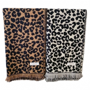 2023 Efterår Og Vinter Ny Mode Leopard Jacquard Dobbeltsidet Sjal Dame Kashmir Varm Fortykket Komfortabelt Hals
