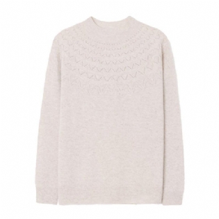 2023 Foråret Første-line Ready-to-wear Uld Sweater Kvinders 100 Uld Mode Udenlandsk Stil Ensfarvet Halv-høj Krave Kashmir