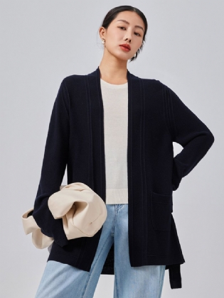 2023 Forårsstrikkede Sweater Toppe Femininitet Blonder Mulberry Silke Uld Strikket Cardiganjakke