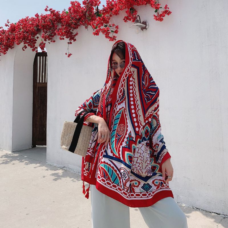 2023 Great Northwest Travel Shawl Kvinde Sommer Anti-ultraviolet Bomuld Linned Ørken Tørklæde Silketørklæde