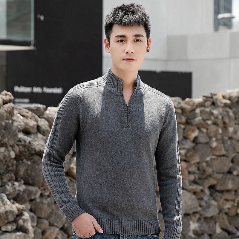 2023 Herre Sweater Halv Rullekrave Lynlås Personlighed Slim Fit Pullover
