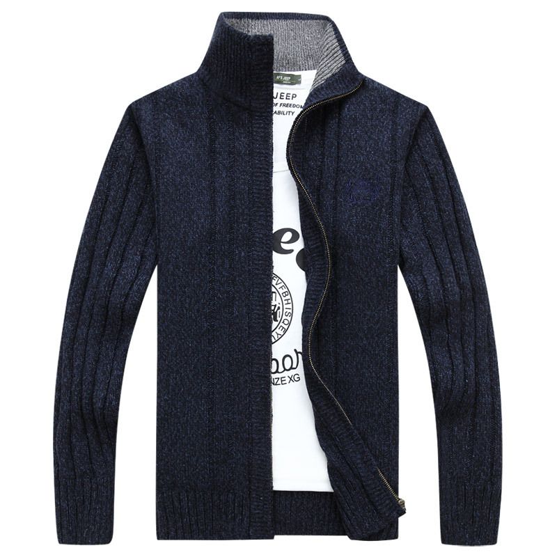 2023 Ny Sweater Ensfarvet Afslappet Krave Strik Cardigan Mænd