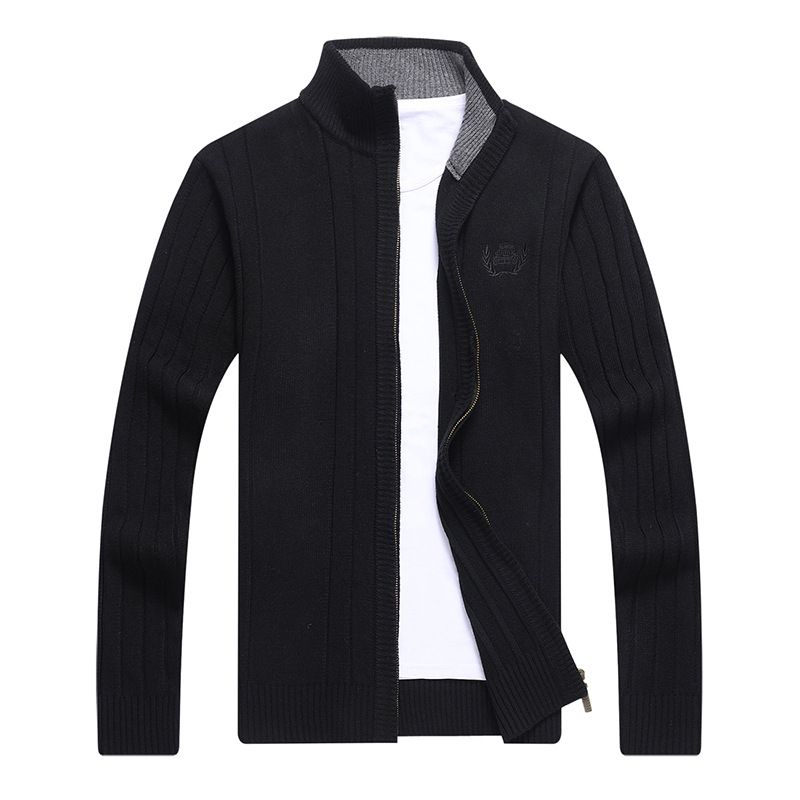 2023 Ny Sweater Ensfarvet Afslappet Krave Strik Cardigan Mænd