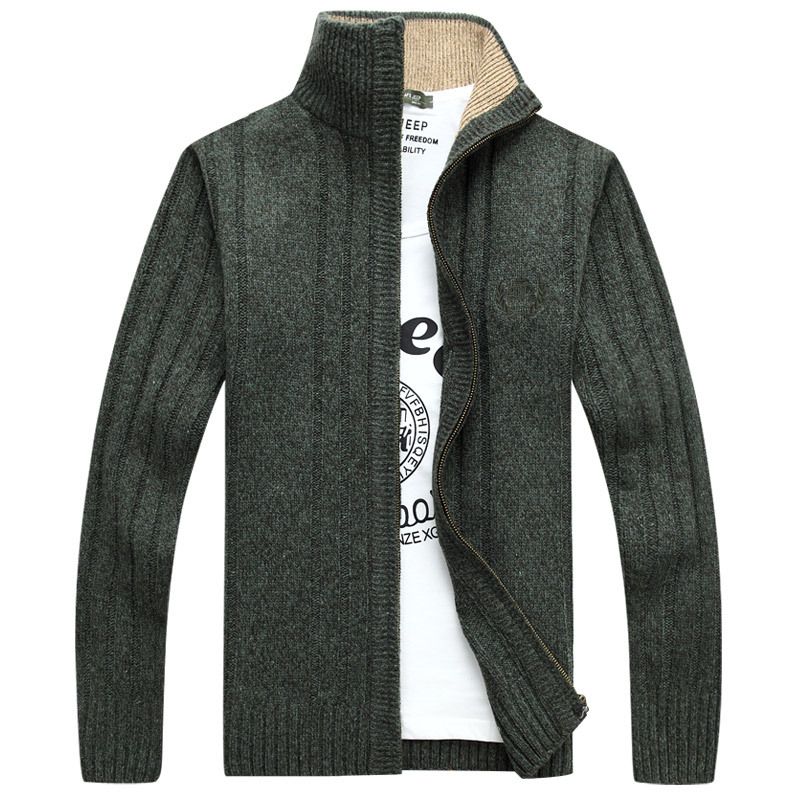 2023 Ny Sweater Ensfarvet Afslappet Krave Strik Cardigan Mænd