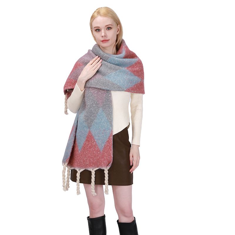 2023 Rhombus Loop Garn Jacquard Håndknyttet