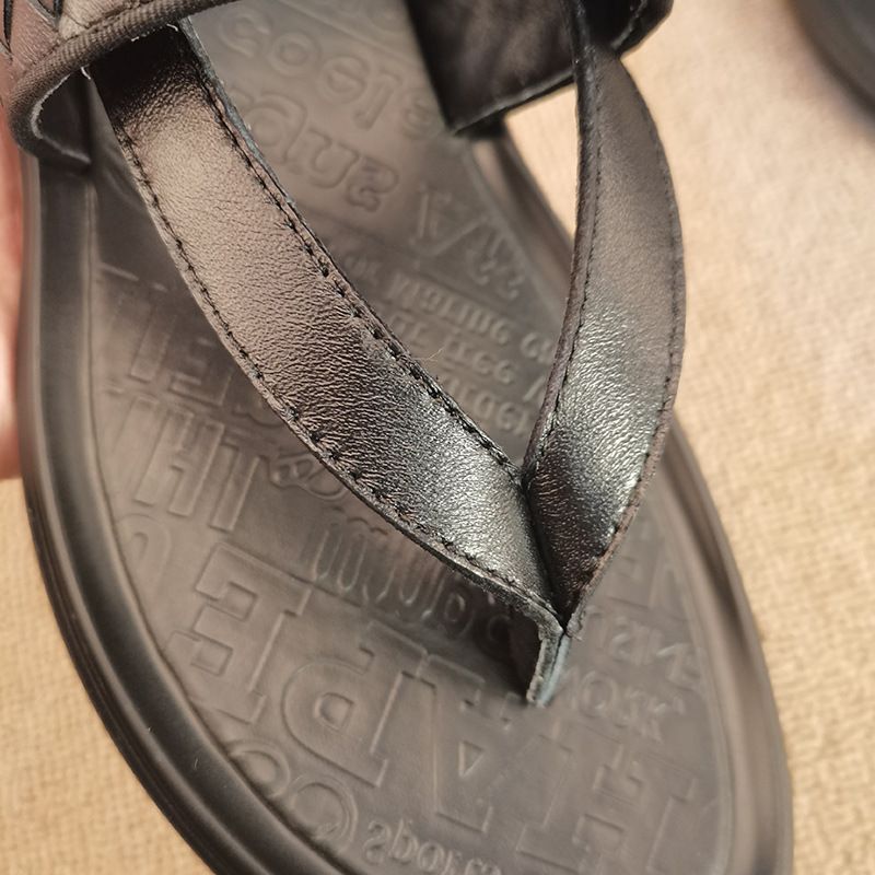 2023 Sommer Nye Mænds Læder Flip-flops Strandsko Vævede Retro Sandaler Hjemmesko Sko Mænd
