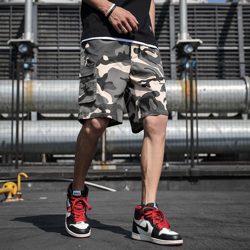 2023 Sommer Tooling Shorts Herre Camouflage Fem Point Løs Afslappet Sportsstrand