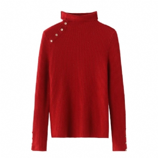 2023 Vinter Ny Ren Uld Høj Krave Varmt Temperament Stor Rød Sweater Kvinder