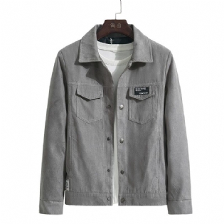 Arbejdstøjsjakke Til Mænd Denim Smuk Trendy Casual Lapel