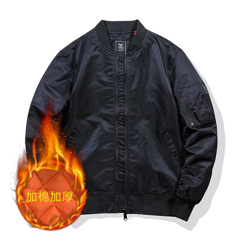 Aviator Jakke Baseball Uniform Cargo Mænd Ensfarvet