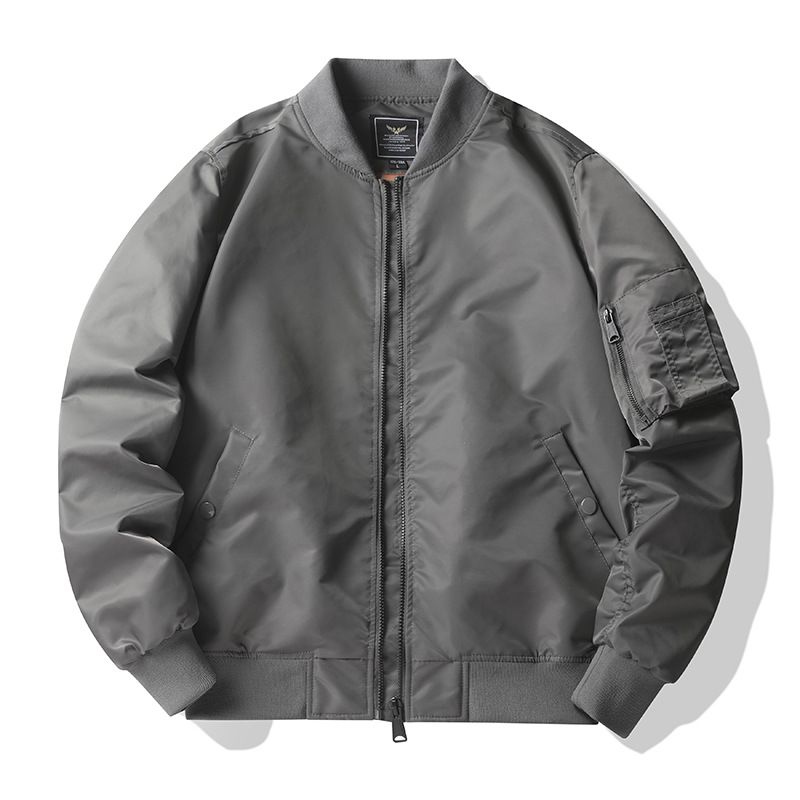 Aviator Jakke Baseball Uniform Cargo Mænd Ensfarvet