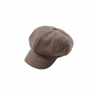 Baret Kvinders Efterår Og Vinter Mode Varm Hat Ensfarvet Ottekantet Kasket Peaked Cap