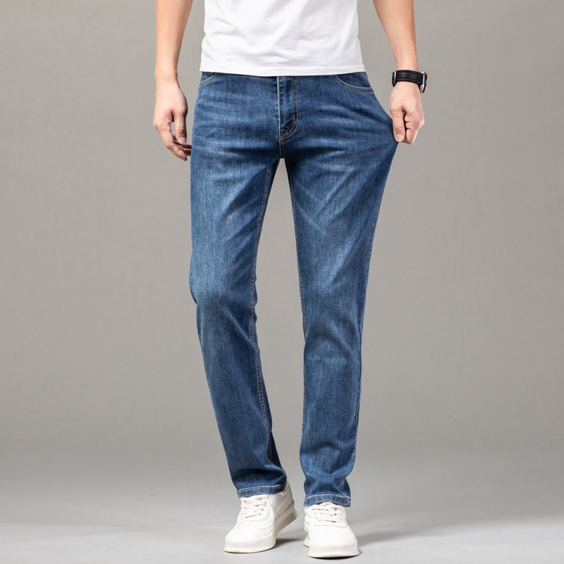 Bomuld Jeans Straight Stretch Bukser Casual Slim Fit
