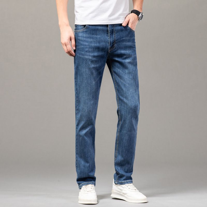 Bomuld Jeans Straight Stretch Bukser Casual Slim Fit
