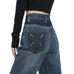 Bredt Ben Lige Ben Jeans Dame Retro Højtaljet Ben