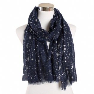 Bronzing Silver Stars Starry Sky Sjal Tørklæde Dame Galaxy