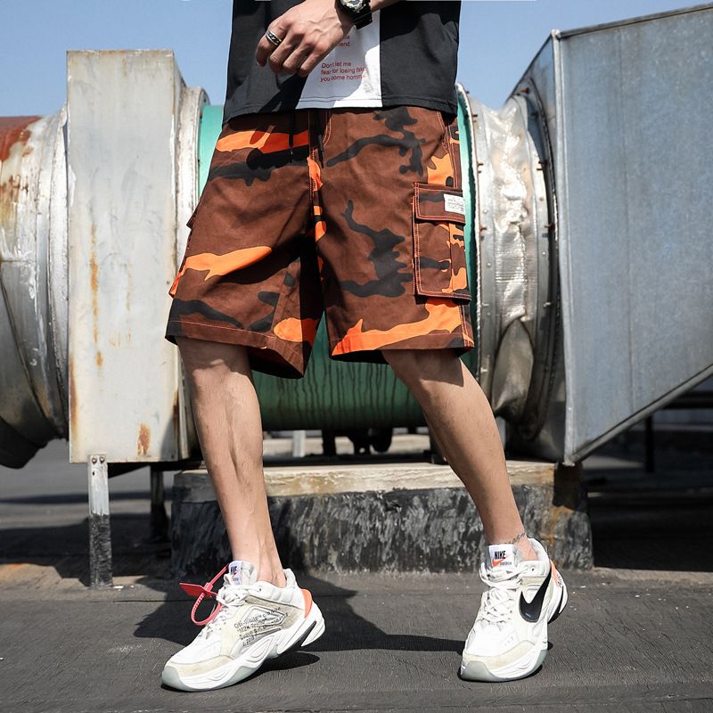 Camouflage Løse Casual Shorts Til Mænd Arbejdstøj