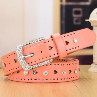 Candy Farve Mode Dekorative Tyndt Bælte Kvinders Rhinestone Fersken Hjerte