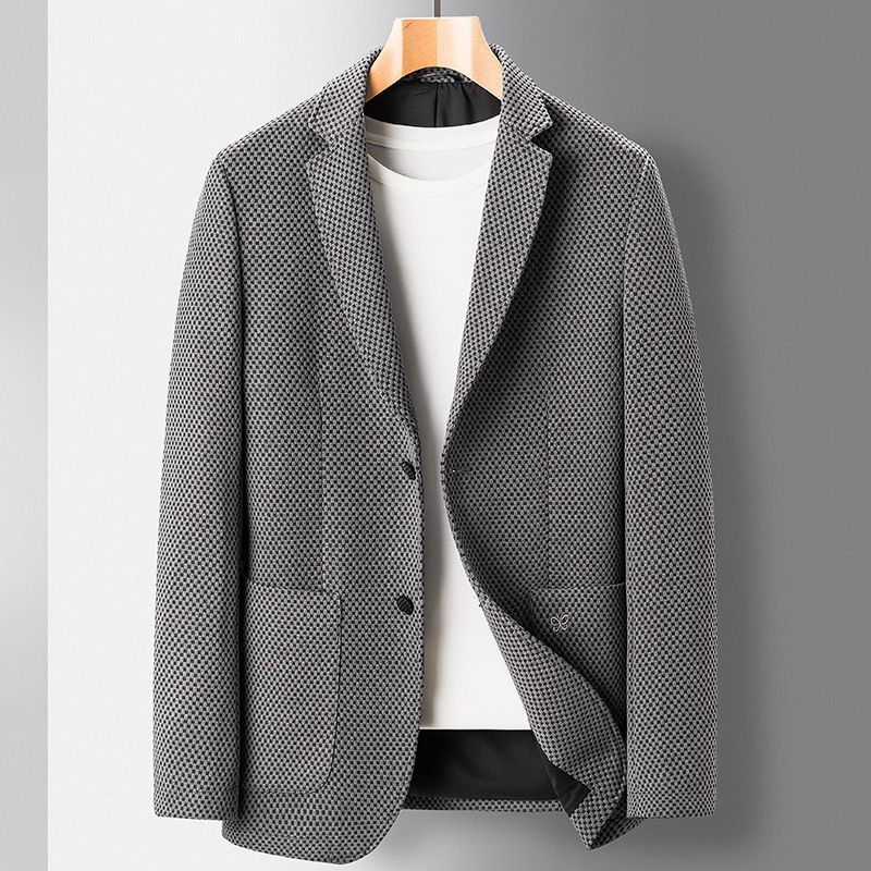 Casual Blazers Herre Efterår Og Vinter Business Single Western Strikket Broderijakke