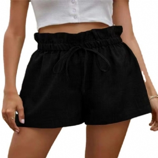 Casual Comfort Shorts Dame Højtalje Snørebånd Løs Bred