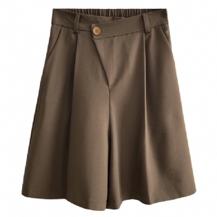 Casual Jakkesæt Shorts Dame Tynde Sektion Høj Talje Brede Ben Fem Point