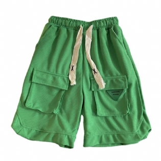 Casual Shorts Mænd Sommer Trend Smuk Værktøj Fem Punkters Løs Snor Lige