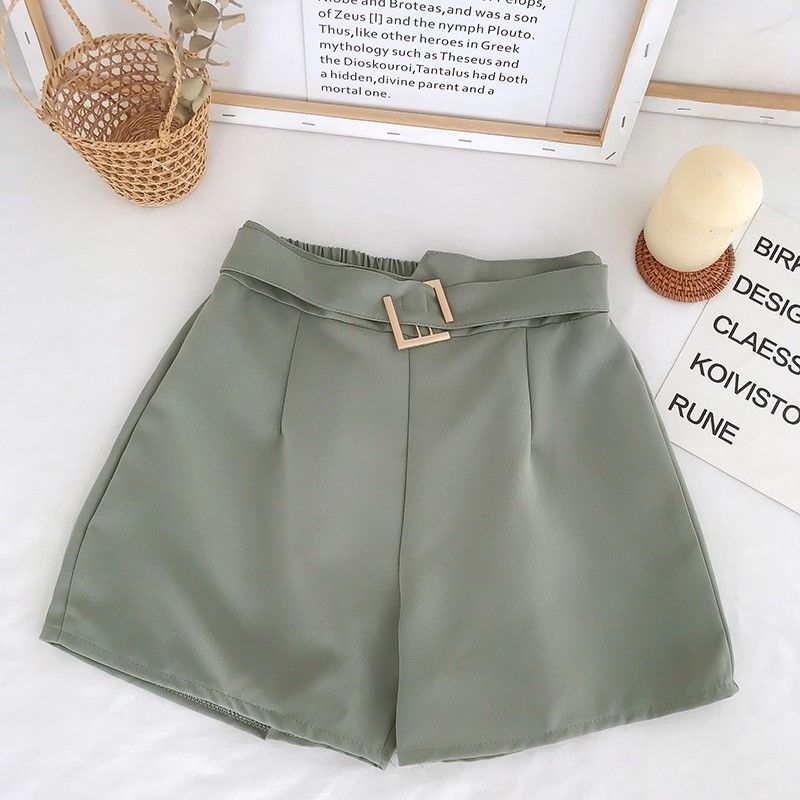 Chiffon-shorts Med Brede Ben Høj Talje Afslappet Lige
