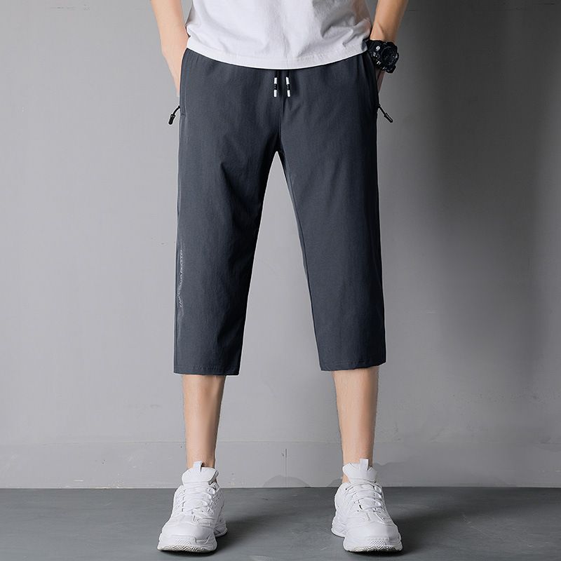 Cool Cropped Pants Mænd Sommer Løs Lige Sports Casual Bukser