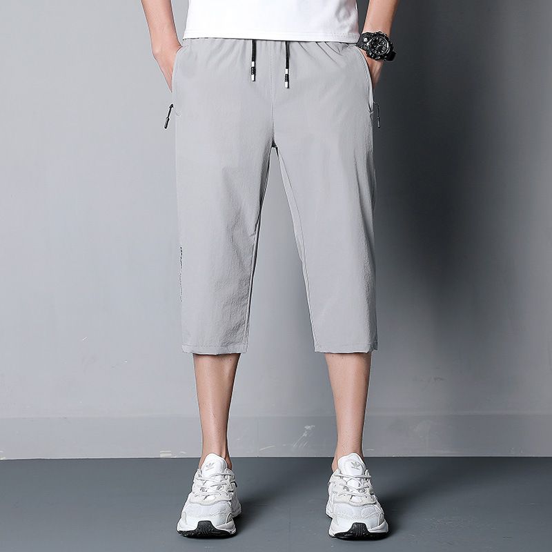 Cool Cropped Pants Mænd Sommer Løs Lige Sports Casual Bukser