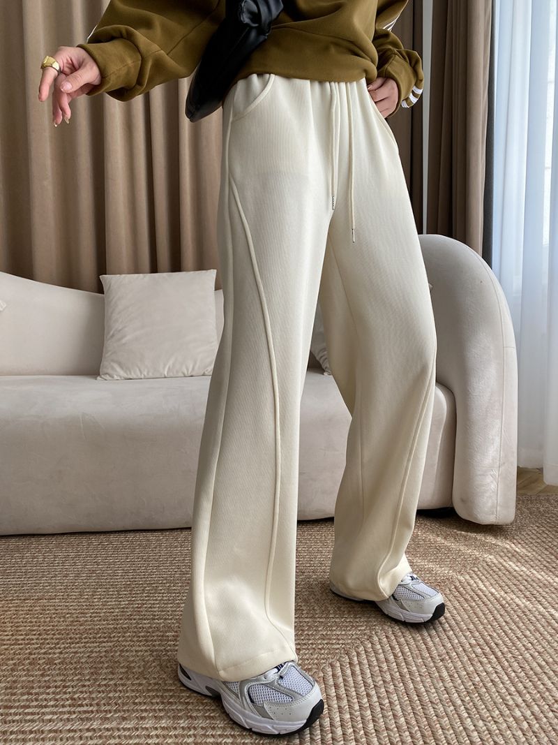 Curve Elastisk Talje Dame Bukser Med Brede Ben Gulvmopping Sports Casual