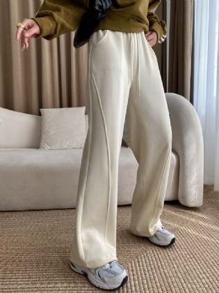 Curve Elastisk Talje Dame Bukser Med Brede Ben Gulvmopping Sports Casual