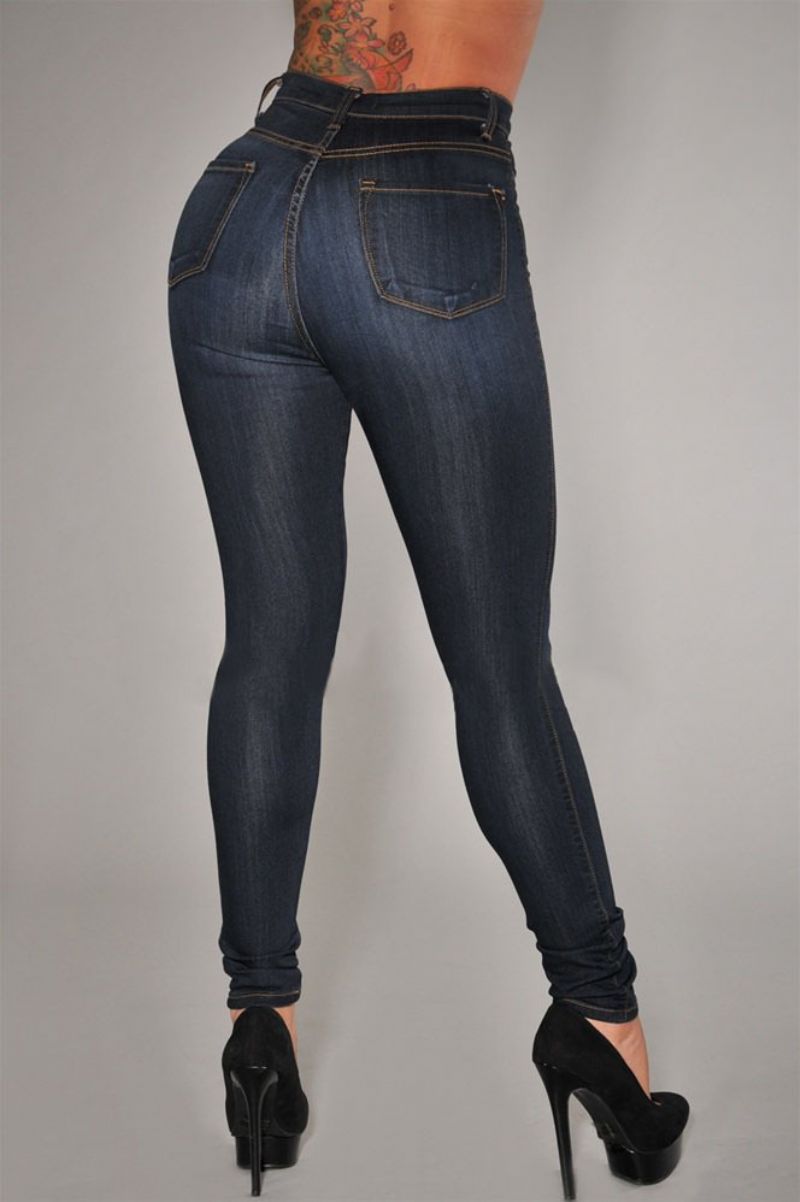 Dame Casual Bukser Højtalje Stretch Slim Fit Denim