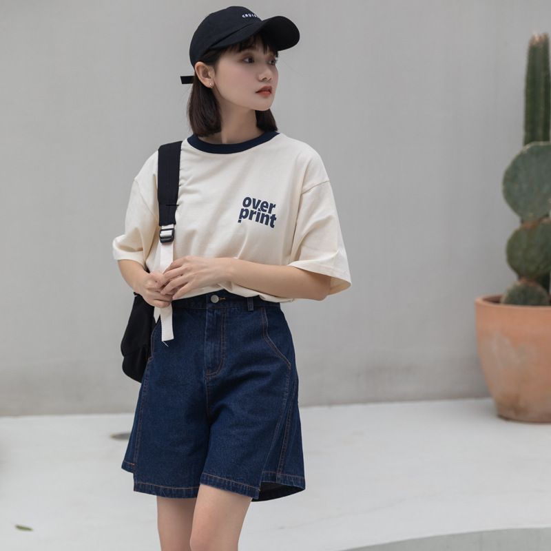 Dame Denim Shorts Brede Ben Ny Høj Talje Casual