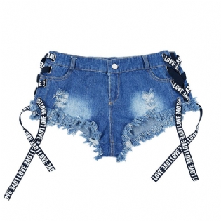 Dame Denim Shorts Høj Talje Flået Sexet Sommer