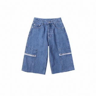 Dame Denim Shorts Løse Ny Stil Cool Løs Lige Høj Talje