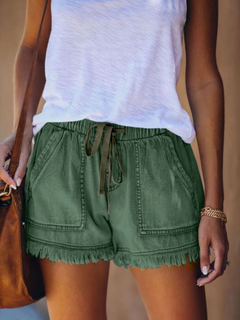 Dame Denimshorts Elastisk Talje Casual Høj