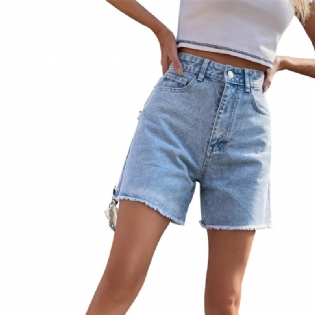 Dame Denimshorts Trendy Løs Casual Højtalje Løs
