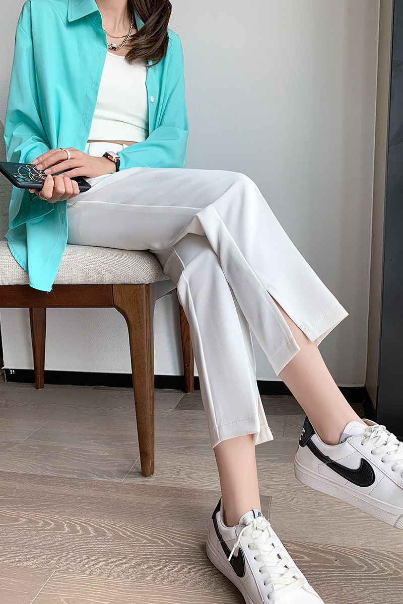 Dame Jakkesæt Bukser Lige Casual Cropped Slids Harem