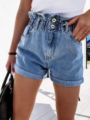 Dame Jeans Casual Lige Højtaljede Shorts