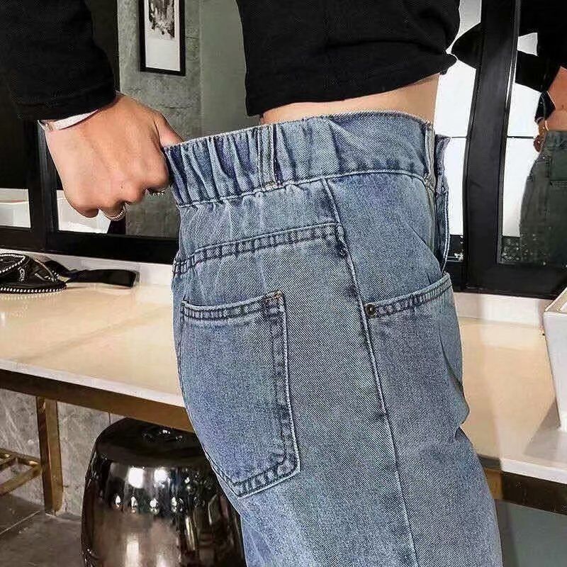 Dame Jeans Med Høj Talje Løst Lige Cropped