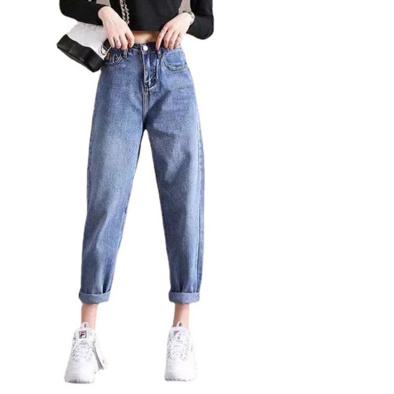 Dame Jeans Med Høj Talje Løst Lige Cropped