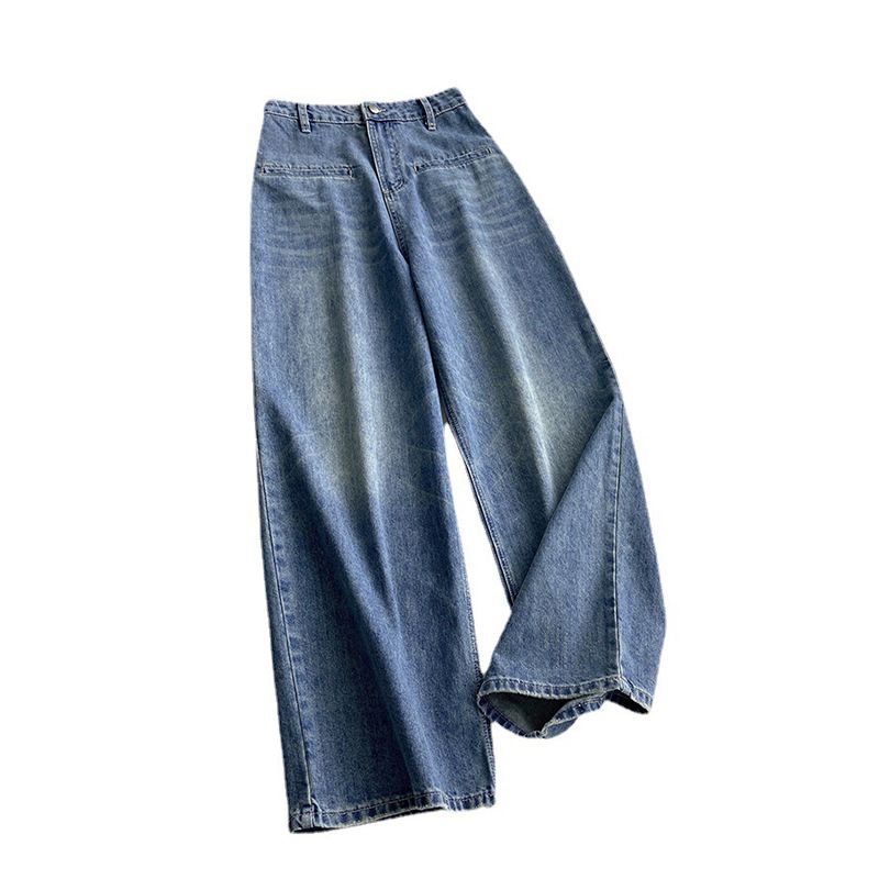 Dame Jeans Retro Højtaljet Casual Lige Brede Ben Løse