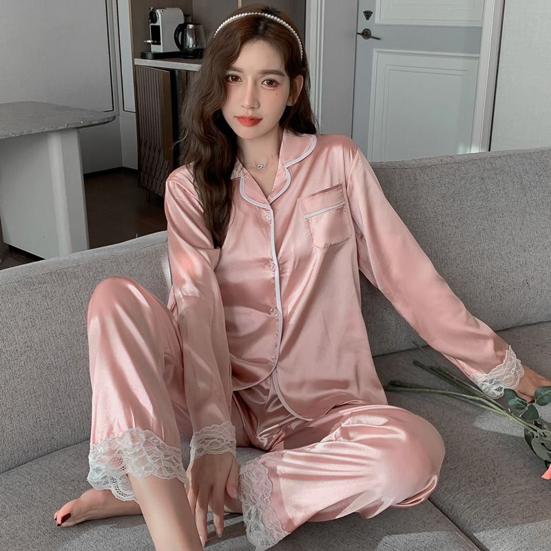 Dame Pyjamas Langærmede Tynd Blonde Hjemmetøj