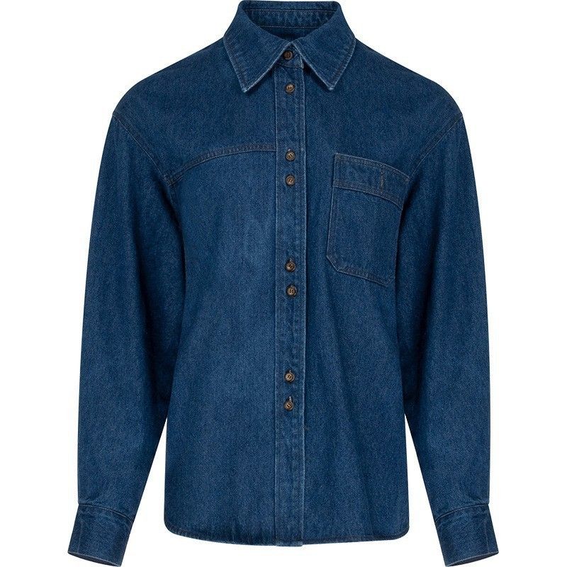 Dame Skjorte Kunst Retro Langærmet Klassisk Denim