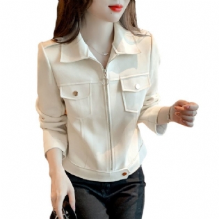 Dame Slim Fit Jakke Kort Langærmet Frakke Fit Temperament Casual