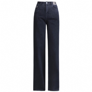 Damejeans Løse High End Bukser Højtalje Lige Bred Falmet