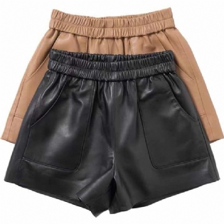 Dameshorts Højtaljet Elastisk Talje Bredt Ben Casual