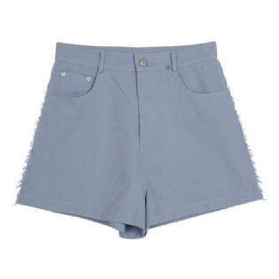 Dameshorts Højtaljet Loose Fit Lige