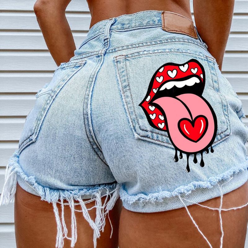 Denim Shorts Damer Ripped Fashion Four Seasons Street