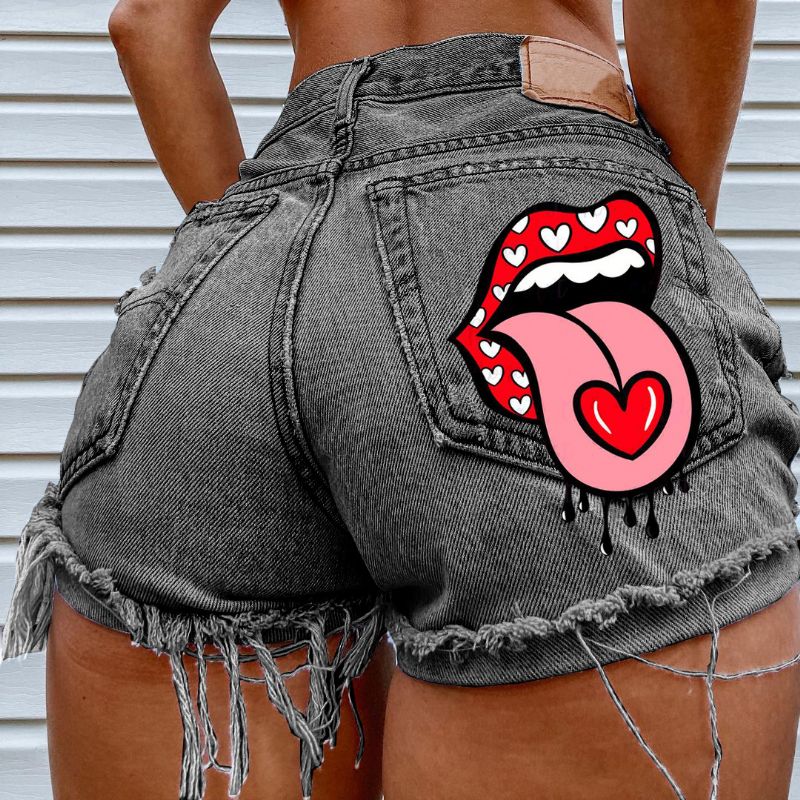 Denim Shorts Damer Ripped Fashion Four Seasons Street